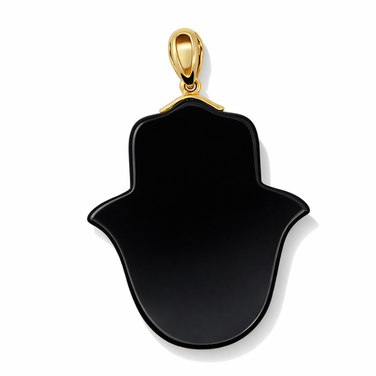 18k Yellow Gold Hamsa Grade A Jade Pendant View 2 - Fine Jewelry | Bust Down & Co