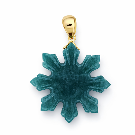 18k Yellow Gold Philipino Star Grade A Jade Pendant - Fine Jewelry | Bust Down & Co