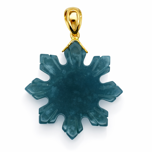 18k Yellow Gold Philipino Star Grade A Jade Pendant View 2 - Fine Jewelry | Bust Down & Co