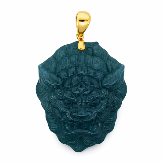 18k Yellow Gold Phu Dog Grade A Jade Pendant - Fine Jewelry | Bust Down & Co