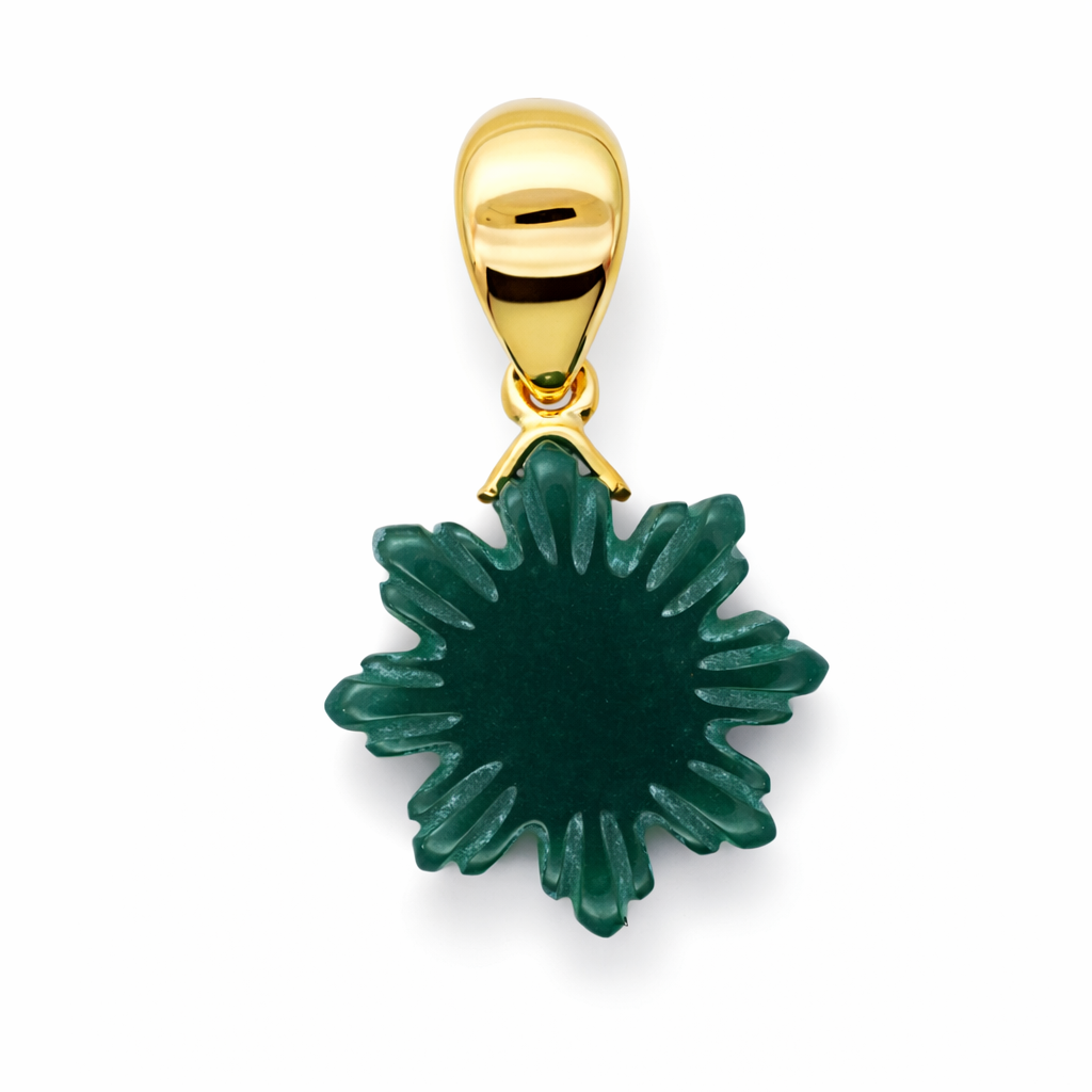 18k Yellow Gold Philipino Star Grade A Jade Pendant - Fine Jewelry | Bust Down & Co