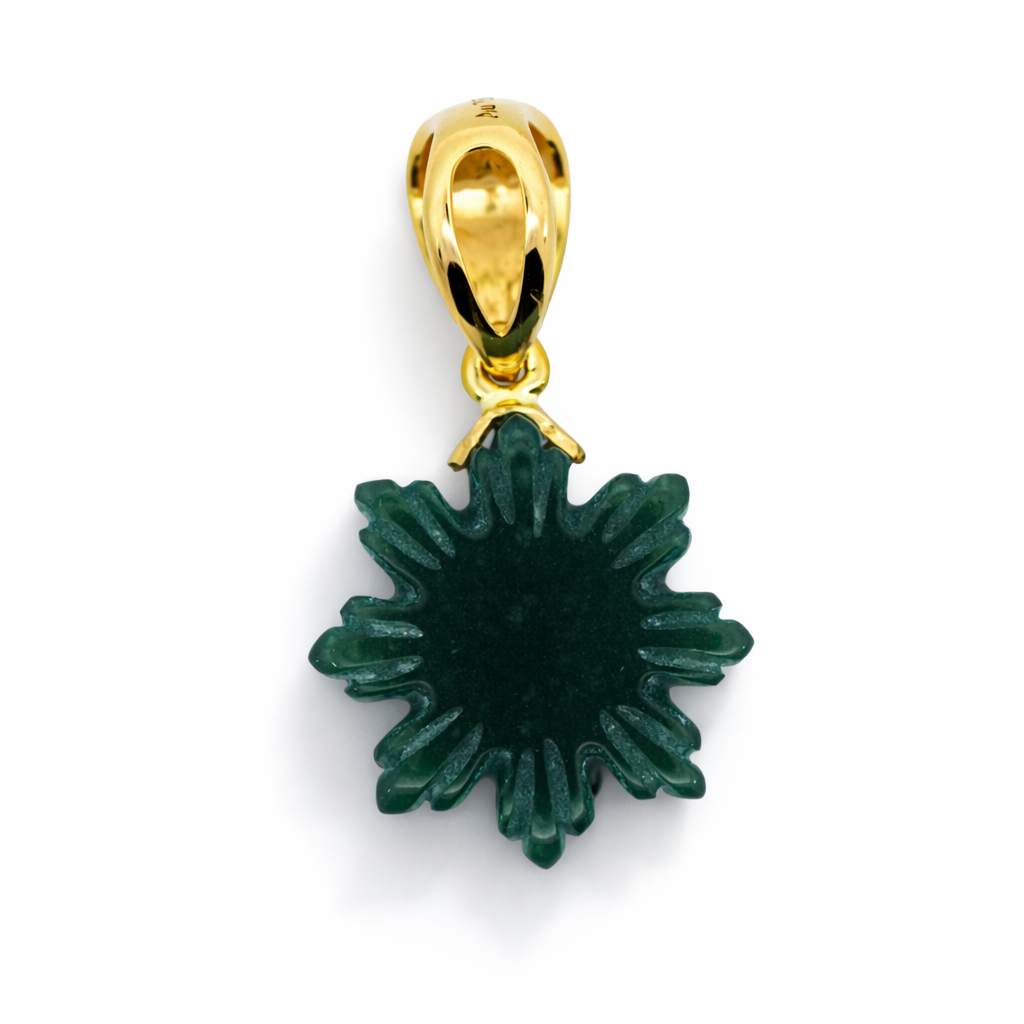 18k Yellow Gold Philipino Star Grade A Jade Pendant View 2 - Fine Jewelry | Bust Down & Co
