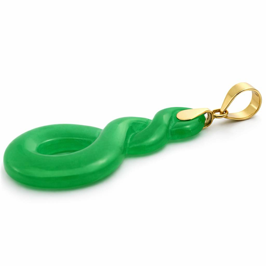 14K Yellow Gold Bail Grade B Jade Pendant