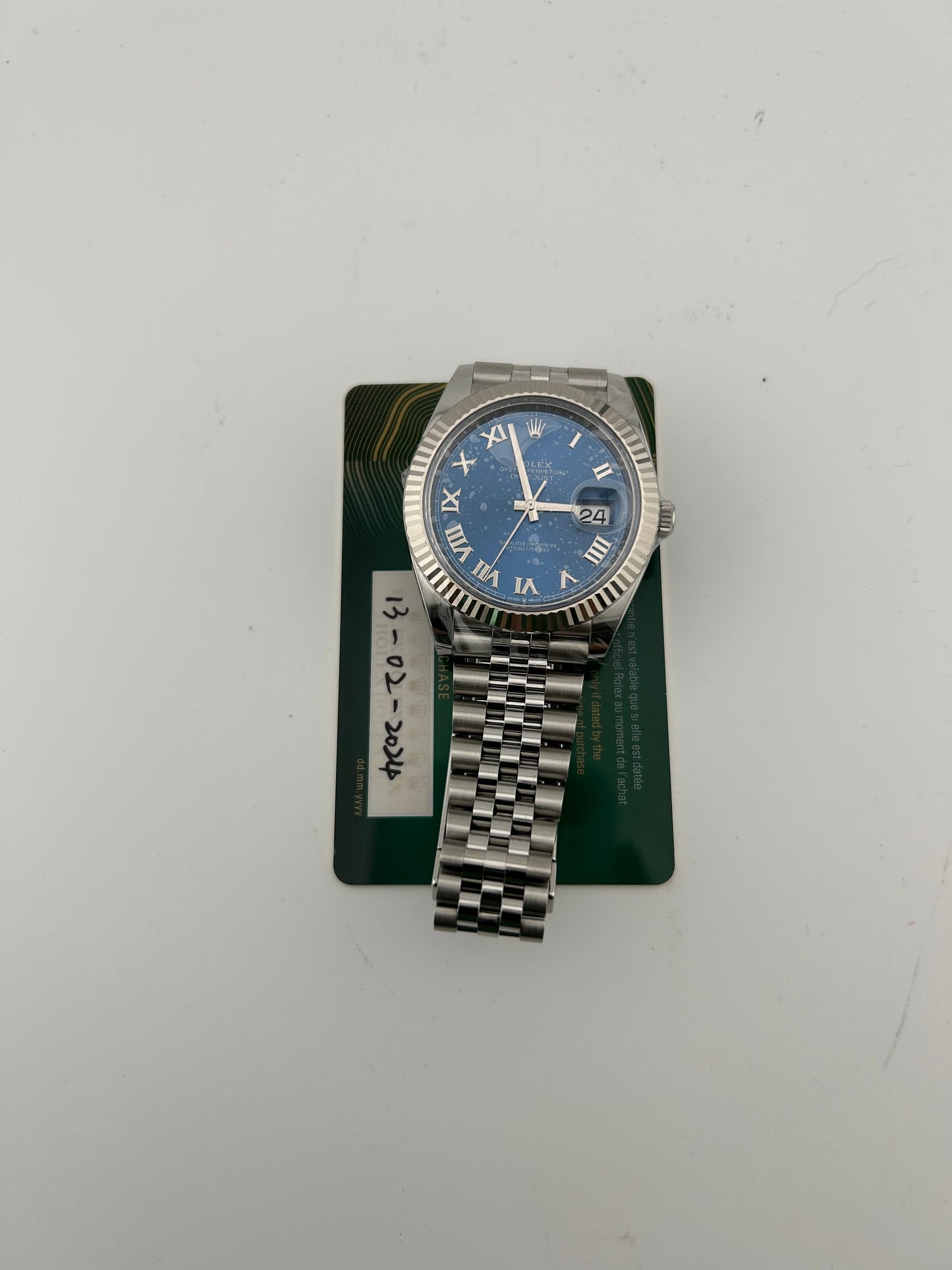 Rolex Datejust 41 Blue Roman Numerals Dial on Jubilee D Link Bracelet Ref. 126334 Card 2024 — view 7