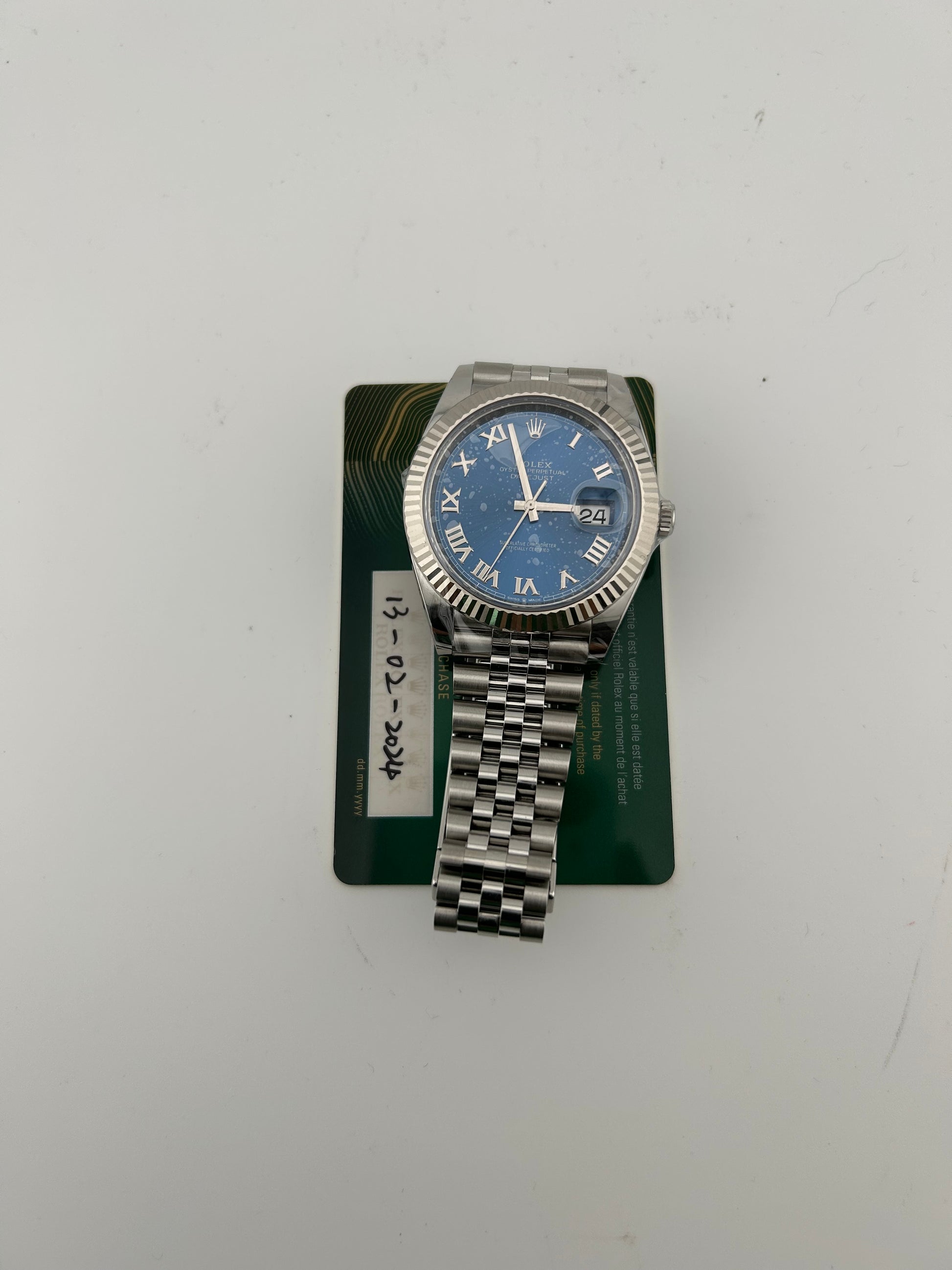 Rolex Datejust 41 Blue Roman Numerals Dial on Jubilee D Link Bracelet Ref. 126334 Card 2024 — view 7