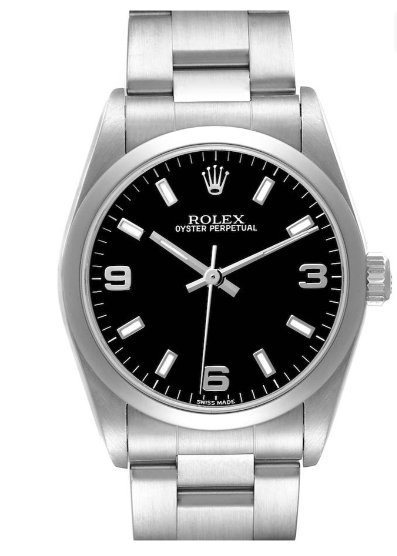 Rolex Oyster Perpetual Black Stick Dial on Oyster Ref. 77080 Papers 1999