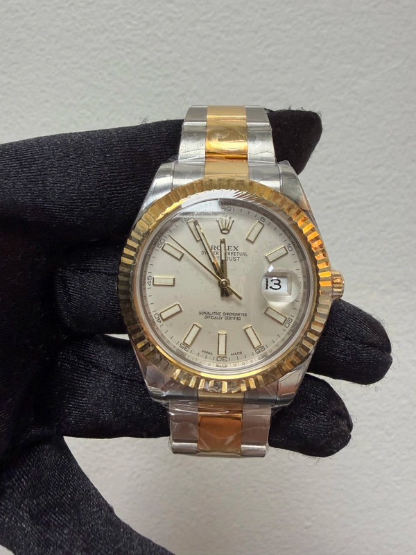 Rolex Datejust II Ivory Stick Dial on Oyster Ref 116333 with Card Old Green 2011