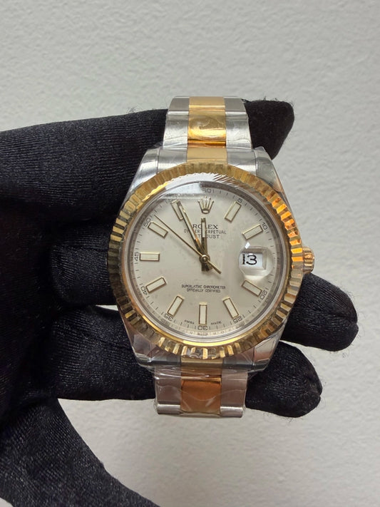 Rolex Datejust II Ivory Stick Dial on Oyster Ref 116333 with Card Old Green 2011