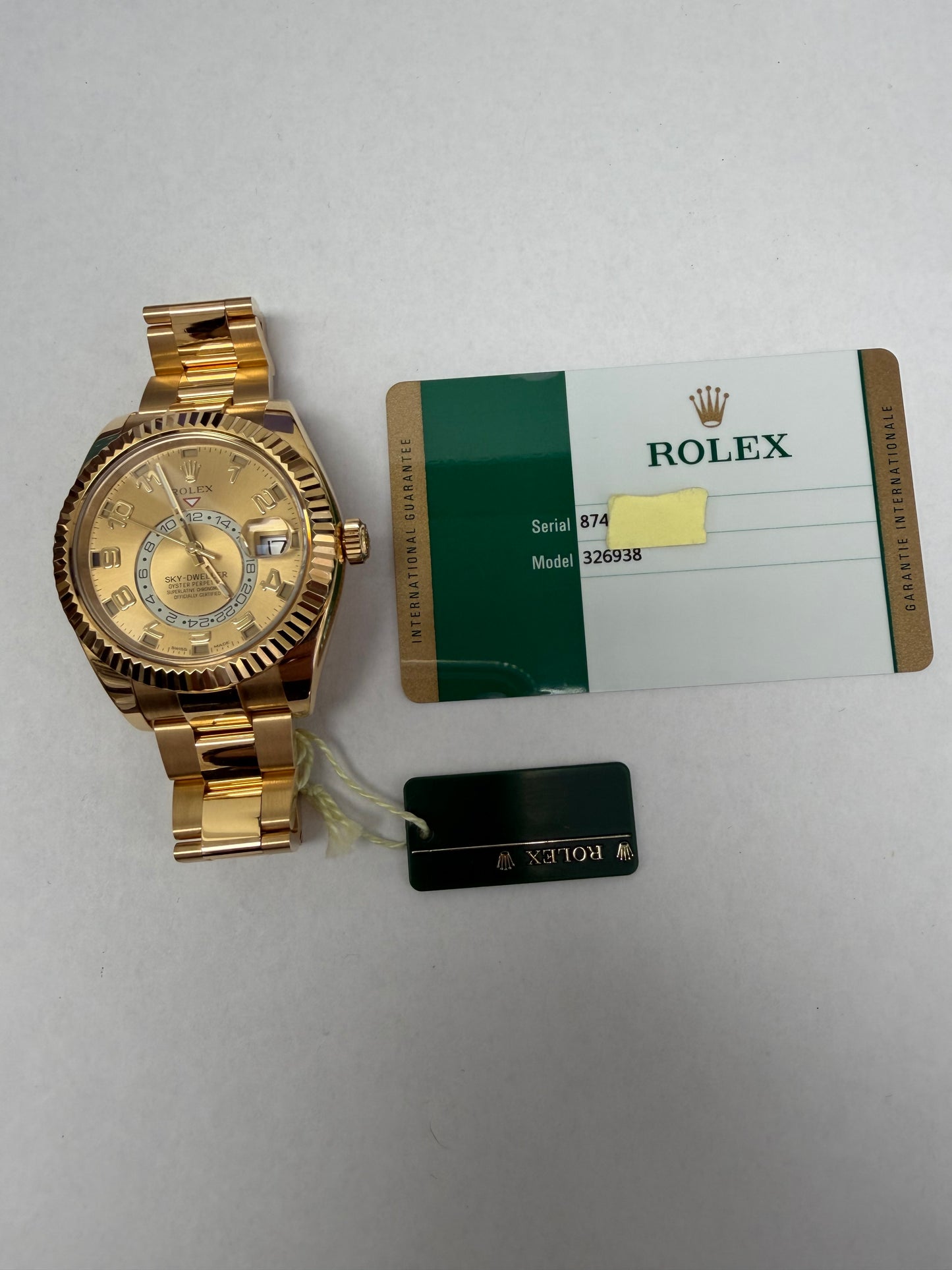 Rolex Sky Dweller Champagne Sunray Arabic Dial on Oyster Ref. 326938 Card 2015 — view 5