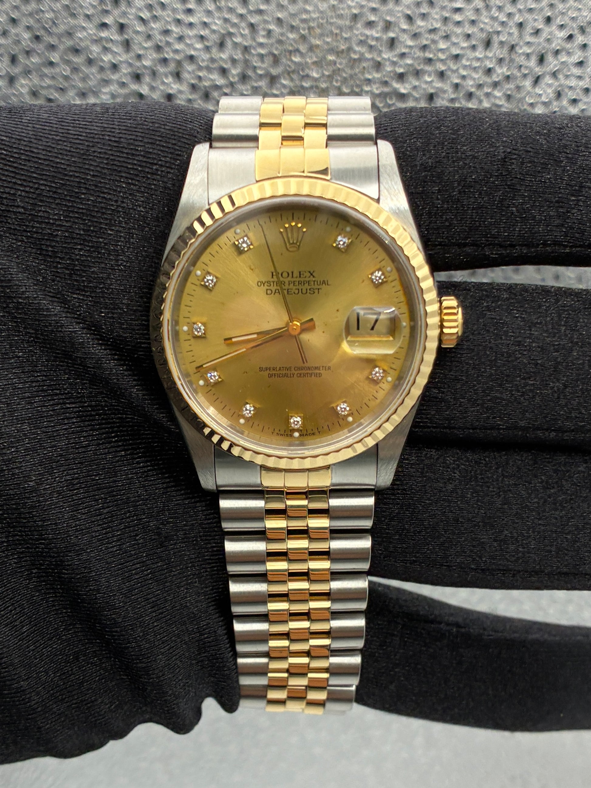 Rolex Datejust Champagne Diamond Factory Dial on Jubilee Ref. 16233G 1994