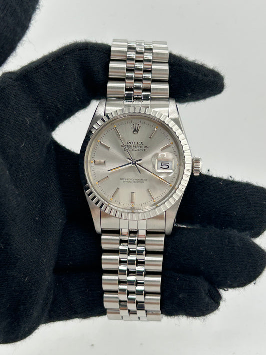 Rolex Datejust 36 Silver Stick Dial on Jubilee D Link Bracelet Ref. 16030 1984 — view 2