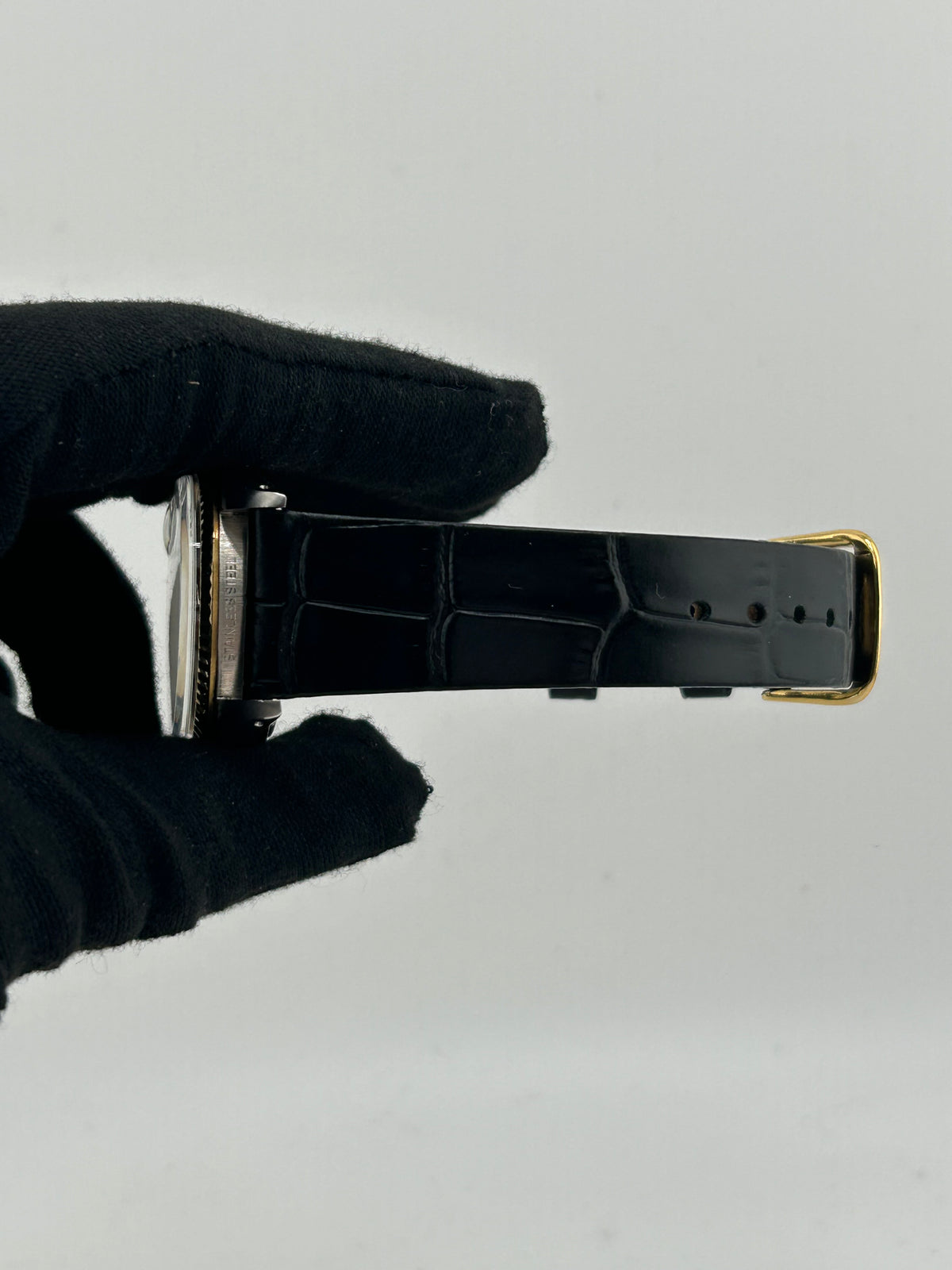 Rolex Datejust 36 Champagne Stick Dial on Generic Black Leather Strap Ref. 16013 1984 — view 5