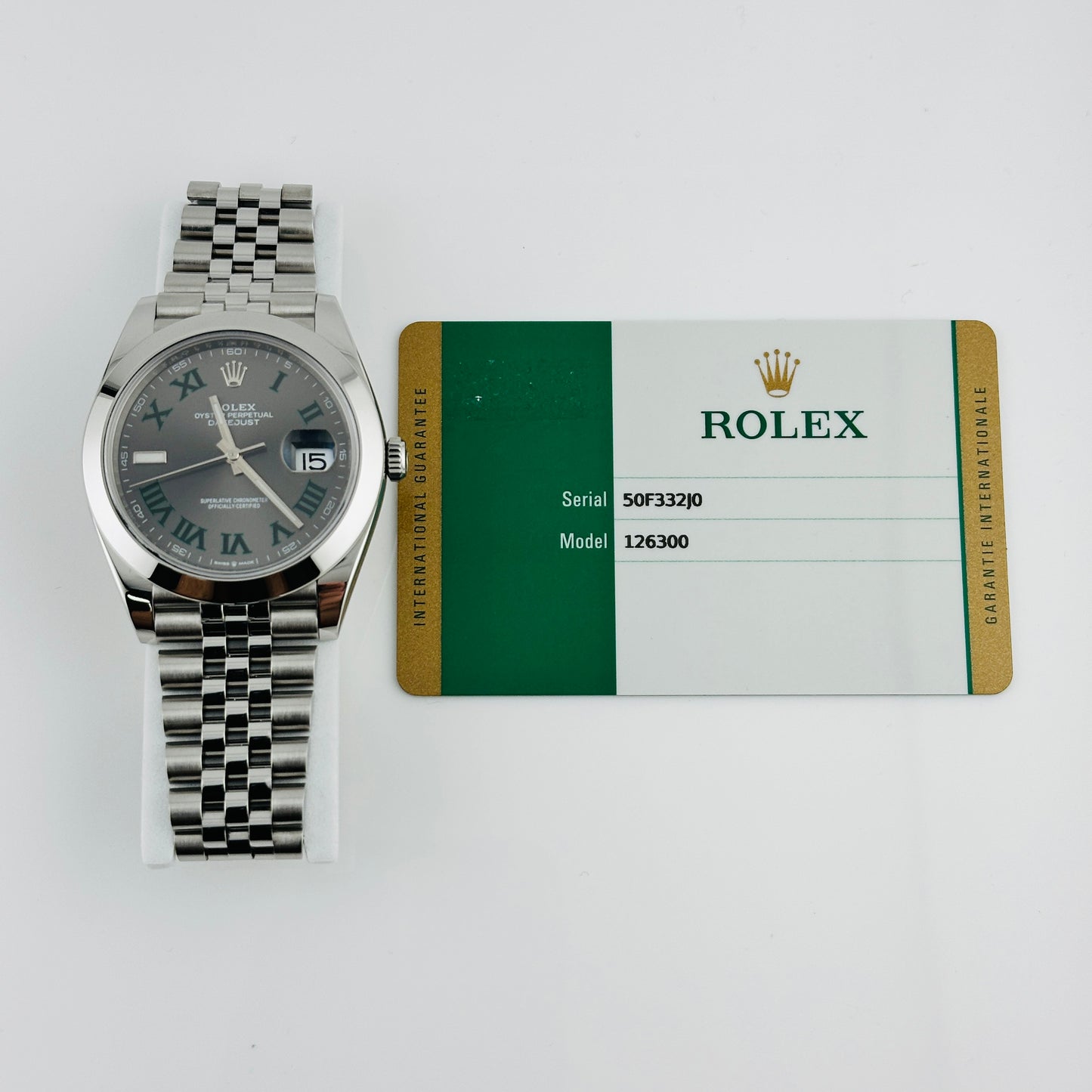 Rolex Datejust Slate Green Roman / Wimbledon Dial on Jubilee Ref. 126300 Card 2018 — view 6