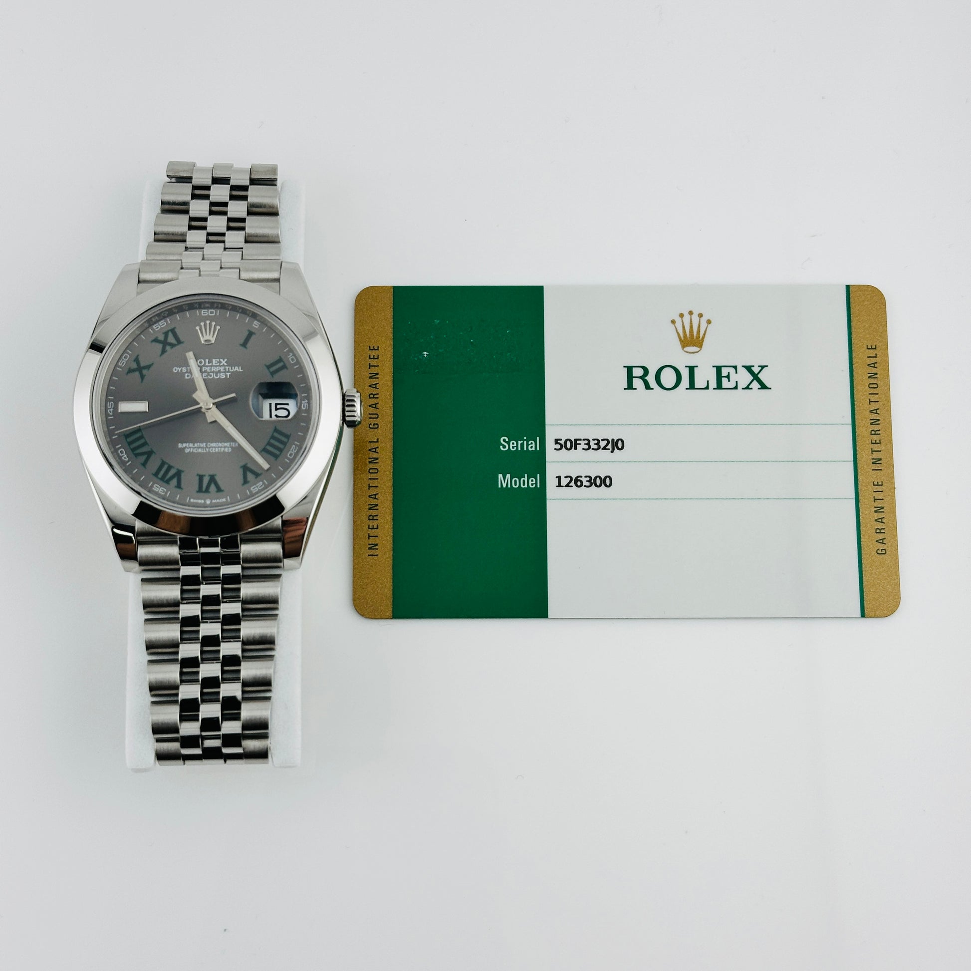 Rolex Datejust Slate Green Roman / Wimbledon Dial on Jubilee Ref. 126300 Card 2018 — view 6