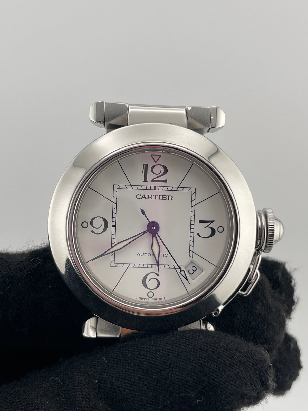 Cartier Pasha C White Dial on Stainless Steel Bracelet Ref. W31074M7 — view 3