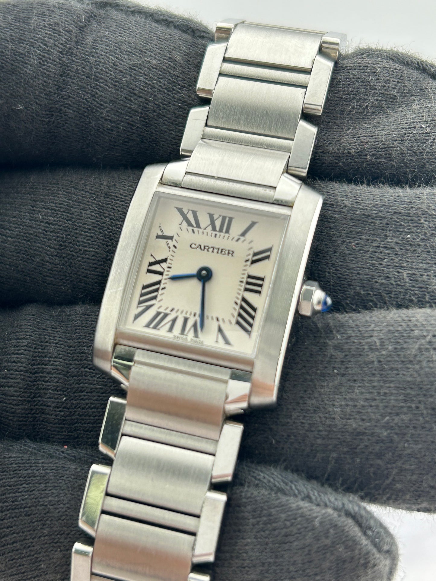 Cartier Tank Francaise Small White Roman Dial on Stainless Steel Ref. 2384 / W51008Q3 — view 3