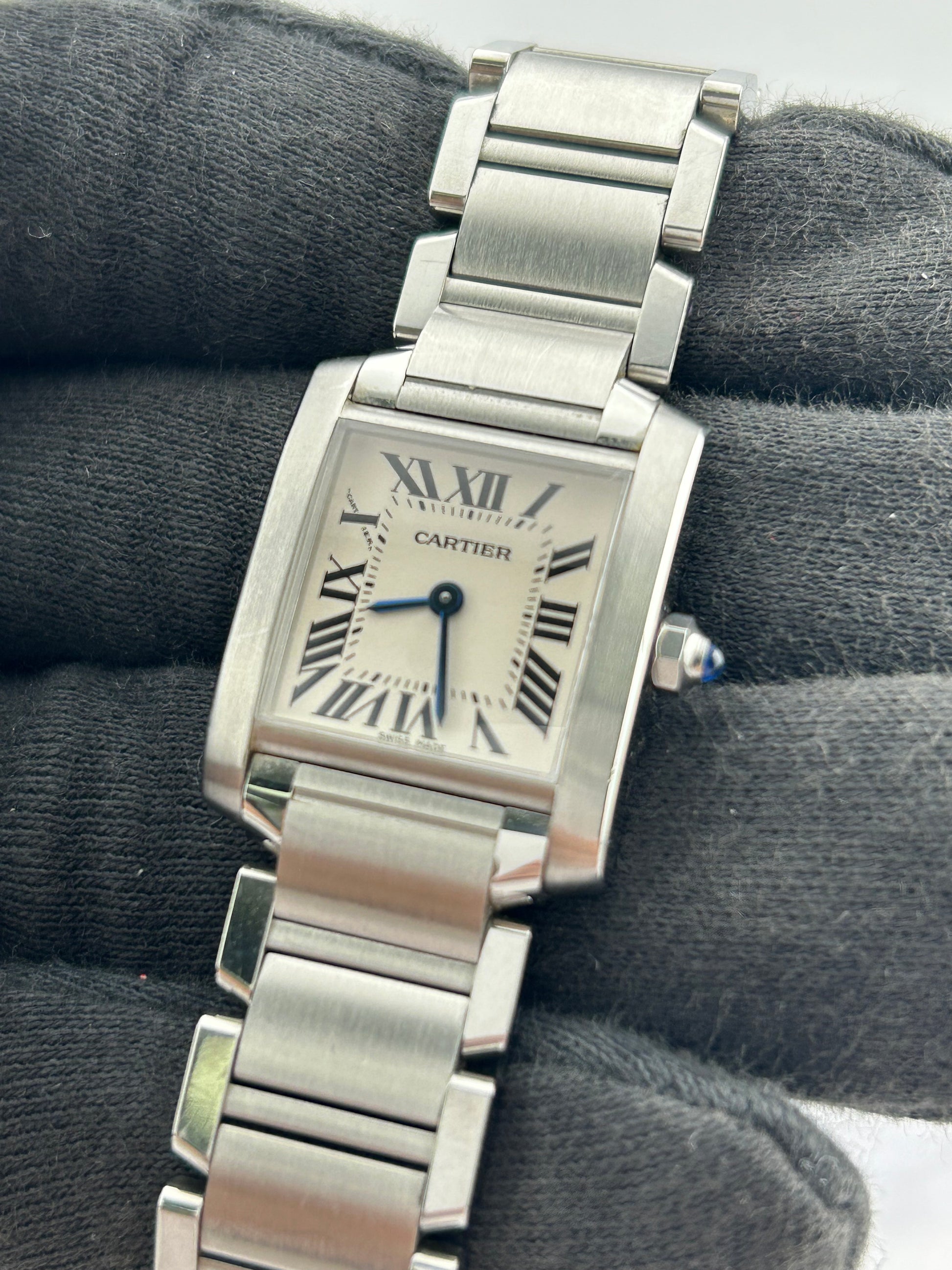 Cartier Tank Francaise Small White Roman Dial on Stainless Steel Ref. 2384 / W51008Q3 — view 3