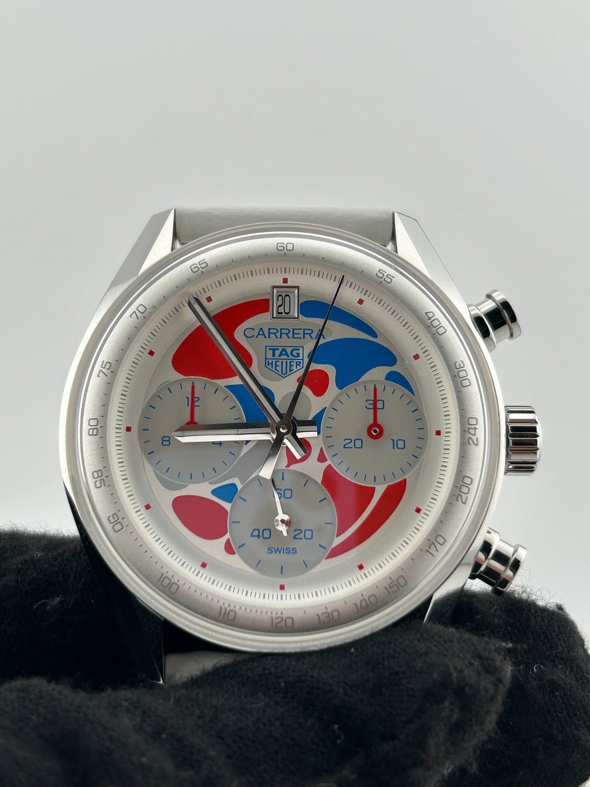 Tag Heuer Carrera Chrono Expo Osaka Silver Dial on White Leather Strap Ref. CBS221C.FC6619 Complete 2025 — view 3