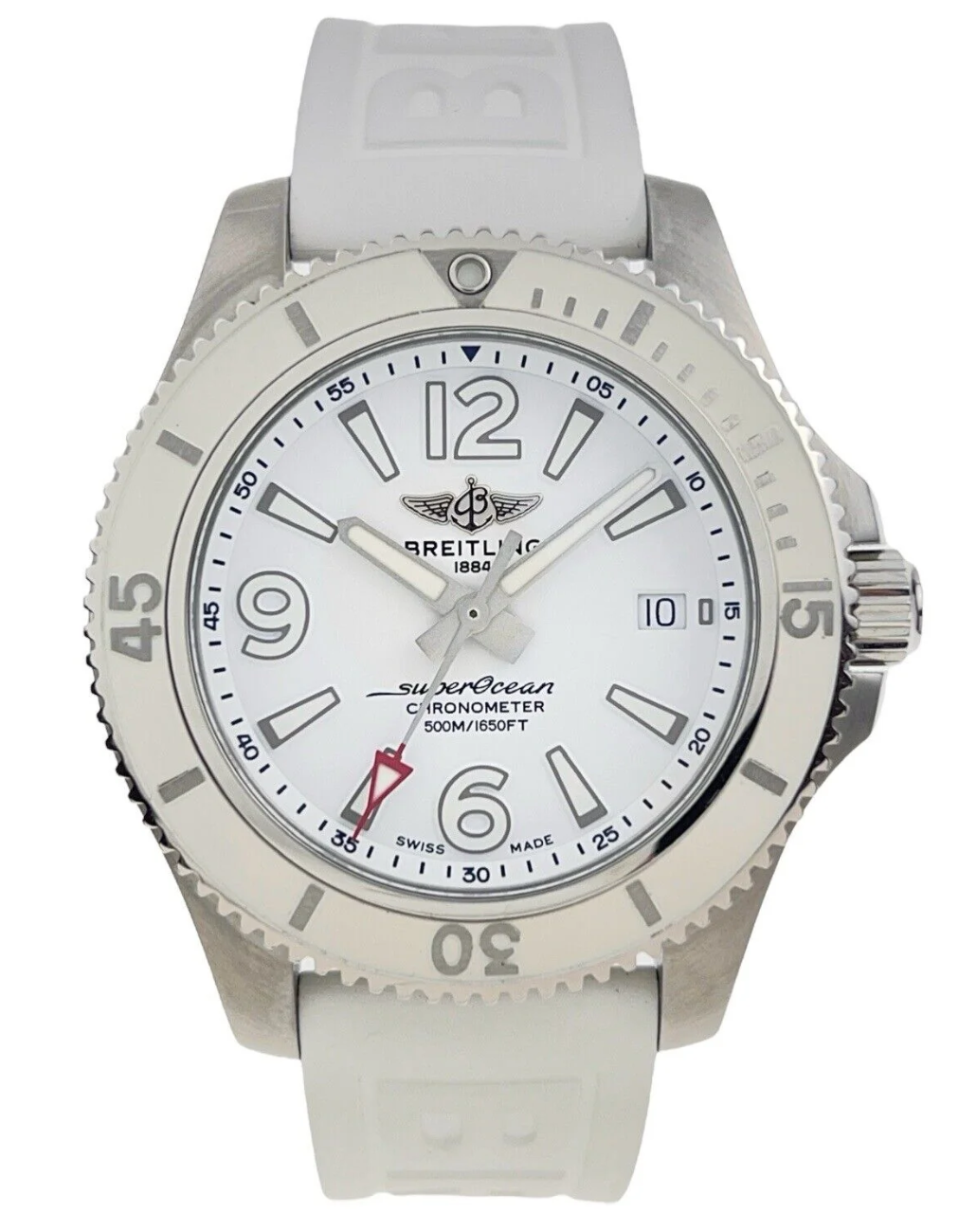 Breitling Superocean White Dial on Rubber Band Ref. A17366 Card