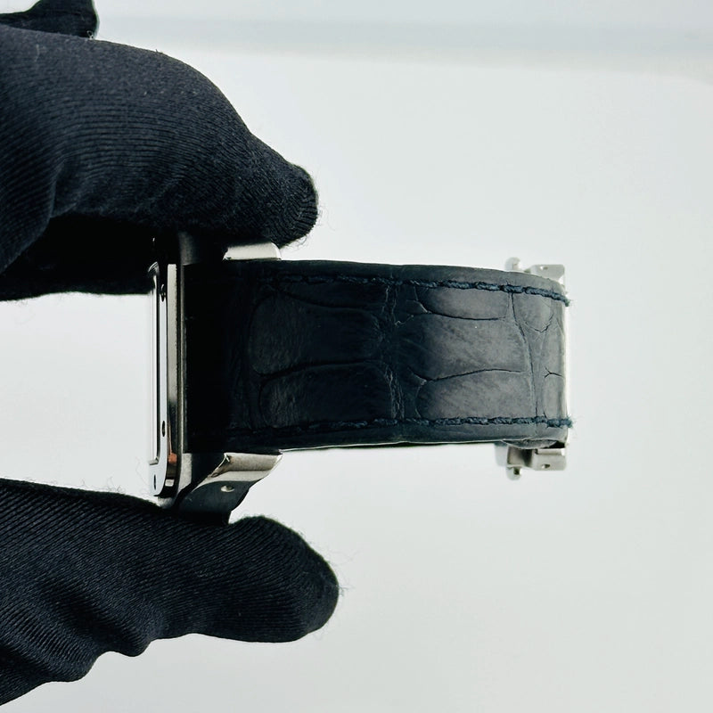 Cartier Santos Silver Roman Dial on Leather Strap Ref 2656/W20076X8