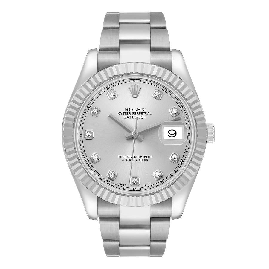 Rolex Datejust II Silver Diamond Dial on Oyster Steel Bracelet Ref. 116334 Card 2012
