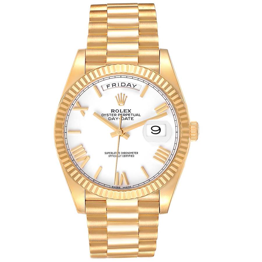 Rolex Day-Date 40 White / Yg Roman Markers Dial on President Bracelet Ref. 228238 Card 2026