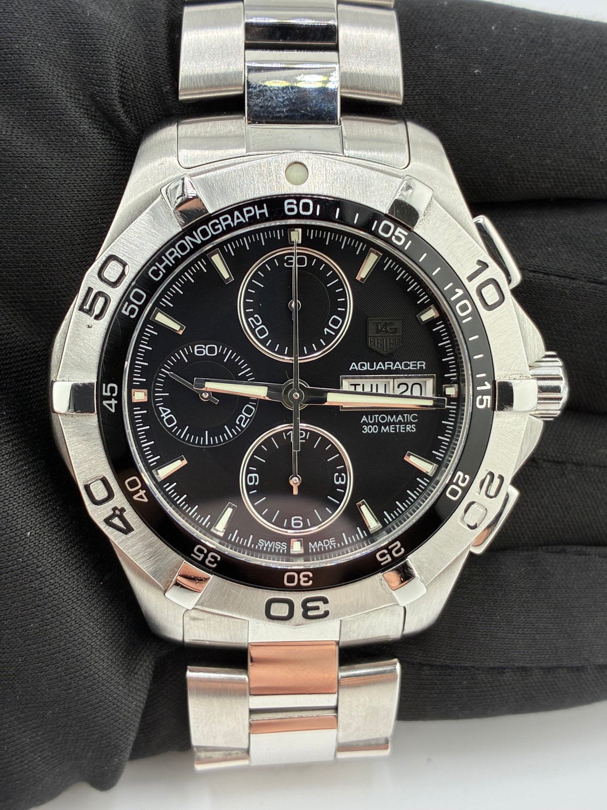 Tag Heuer Aquaracer 300m Black Dial on Stainless Steel Bracelet Ref. CAF2010.BA0815 — view 2