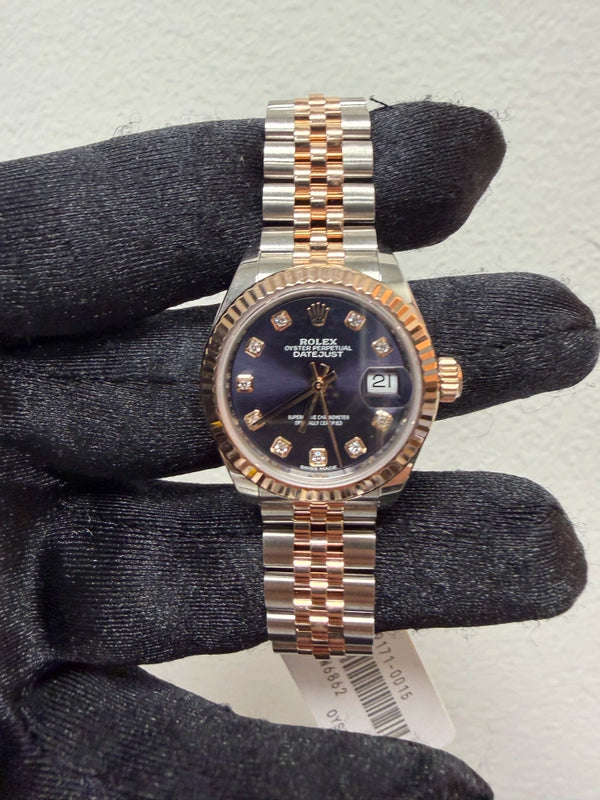 Rolex Datejust Lady Aubergine Diamond Dial on Jubilee Ref 279171 with New Style Card White 2017