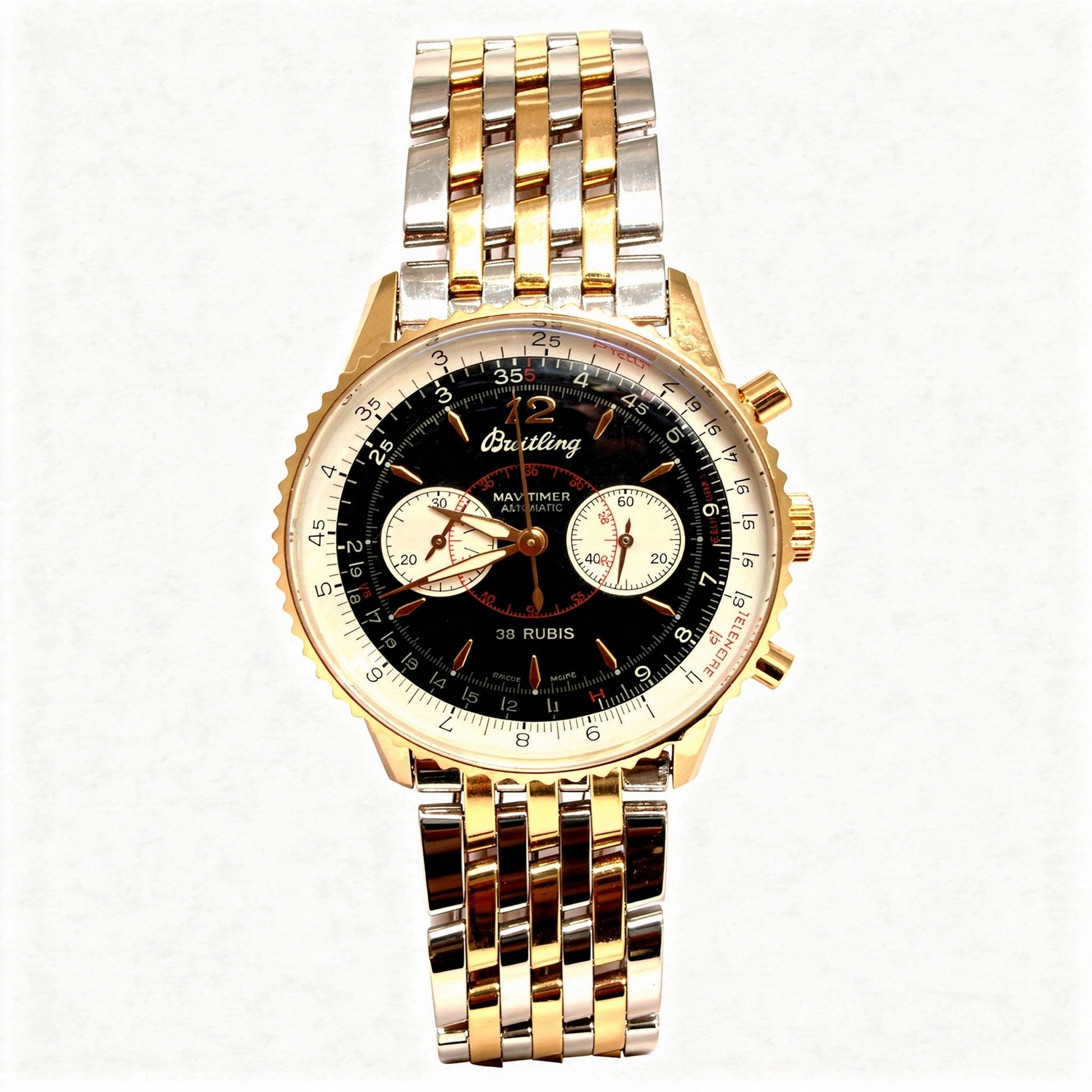 Breitling Navitimer Montbrillant B Lack & White With Dart Indexe Dial on 2 Tone Gold Stainless Steel Ref. H47330