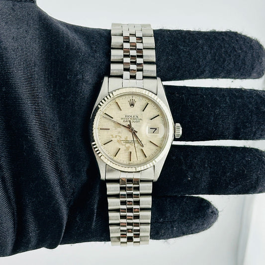 Rolex Datejust Silver Linen Dial on D Link Jubilee Ref 16014