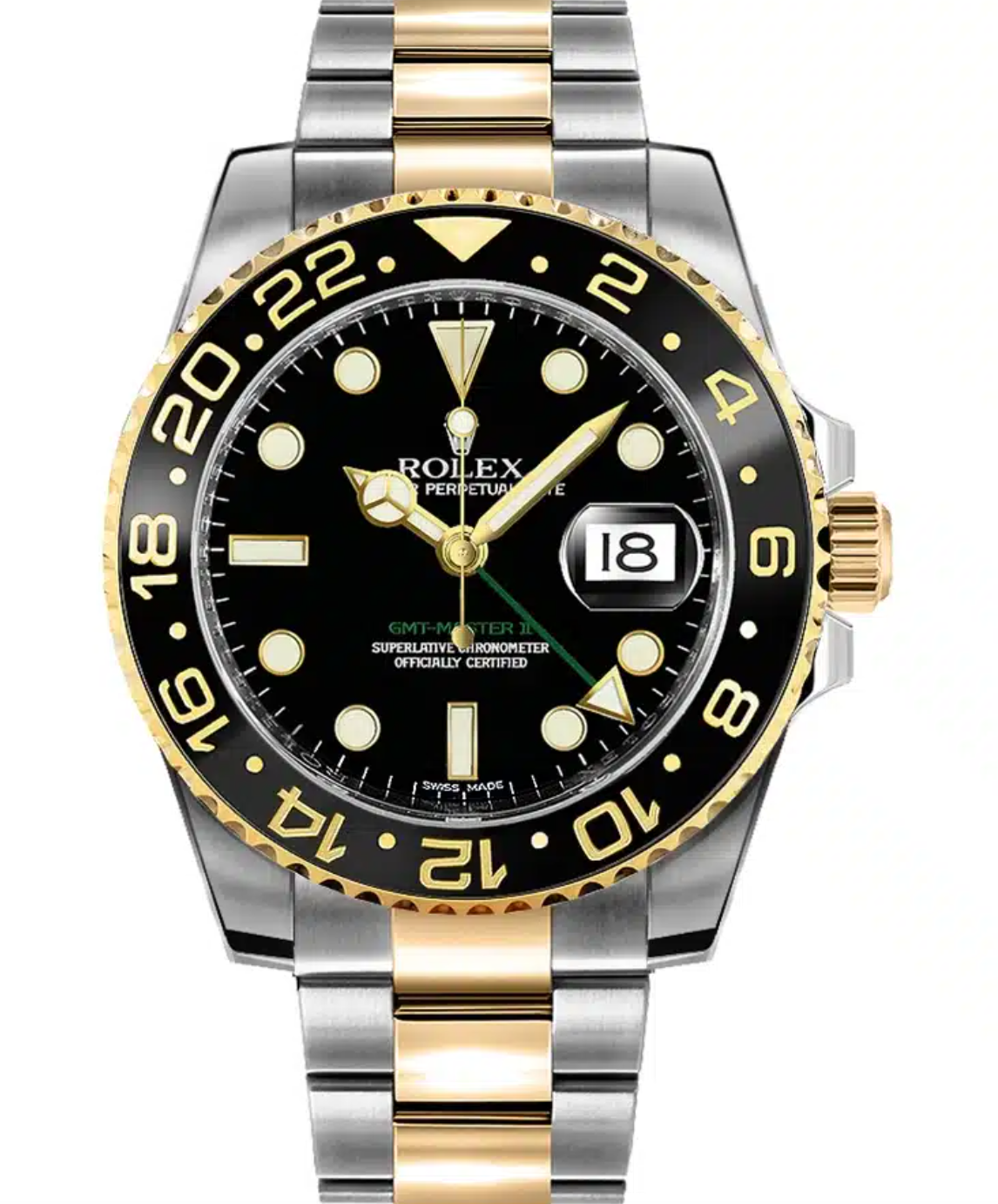 Rolex GMT-Master II Black Dot Markers Dial on 2 Tone Oyster Bracelet Ref. 116713LN Card