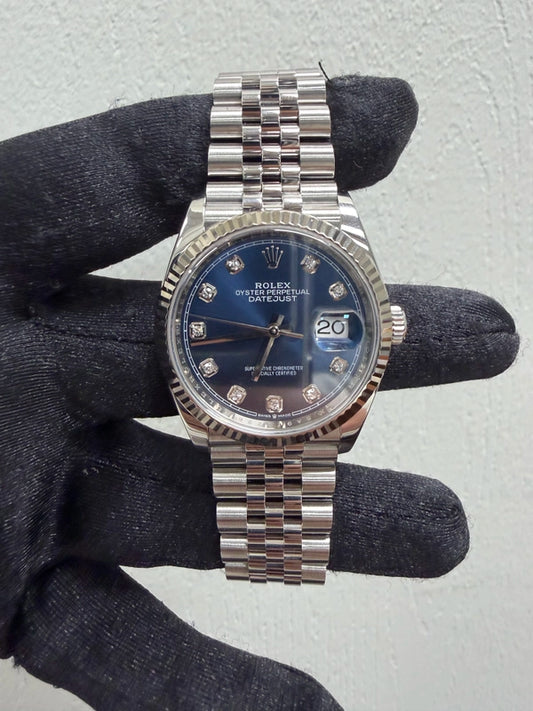 Rolex Datejust 36 Blue Diamond Dial on Jubilee Ref 126234 with New Style Card Green 2020