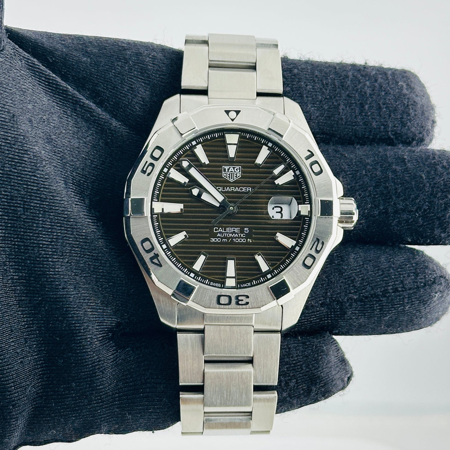 Tag Heuer Aquaracer Brown Sunray Brushed Dial on Stainless Steel Bracelet Ref. WAY2018.BA0927 — view 2