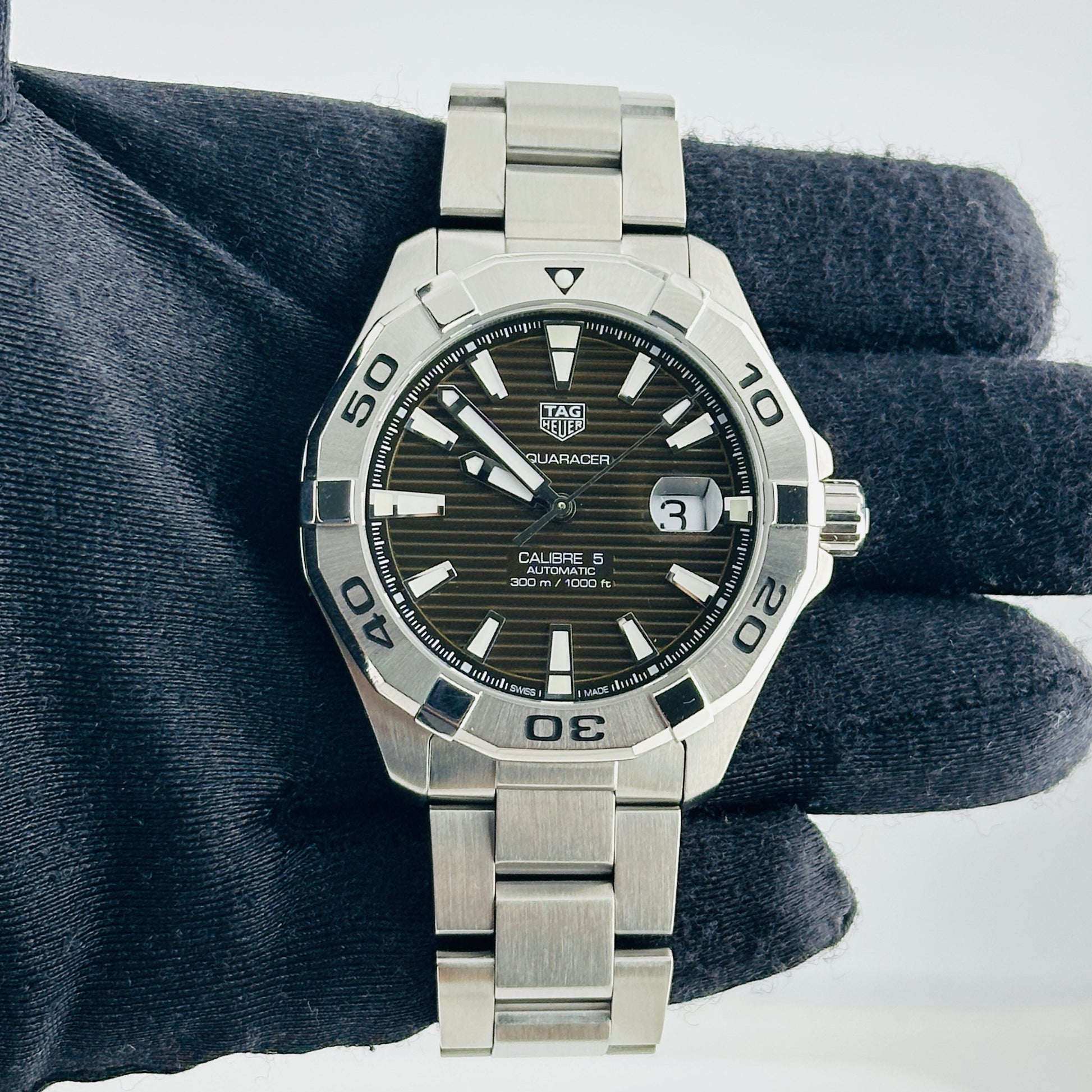 Tag Heuer Aquaracer Brown Sunray Brushed Dial on Stainless Steel Bracelet Ref. WAY2018.BA0927 — view 2