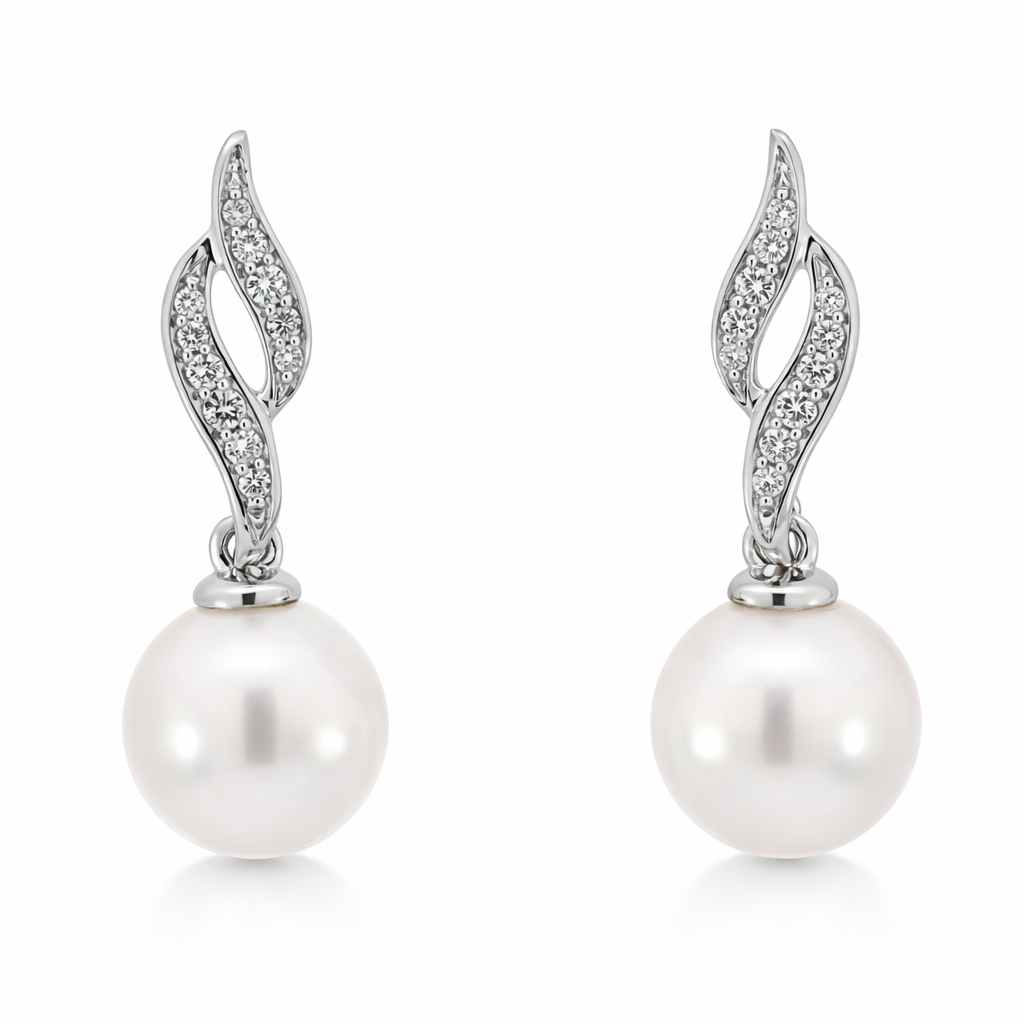 PLT Gold Pearl Diamond Earrings - Fine Jewelry | Bust Down & Co