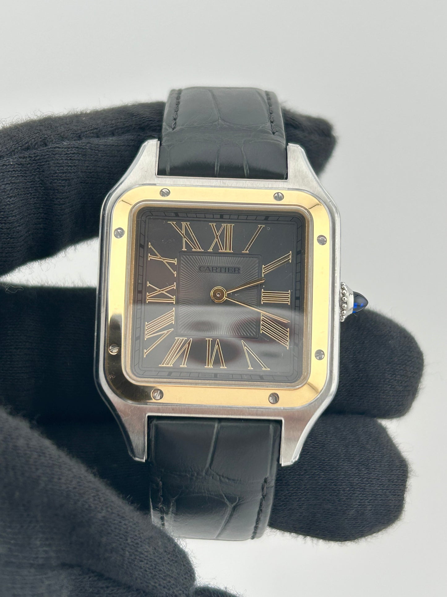 Cartier Santos Dumont Large Gray Dial on Leather Strap Ref. W2SA0028 Complete 2023 — view 2
