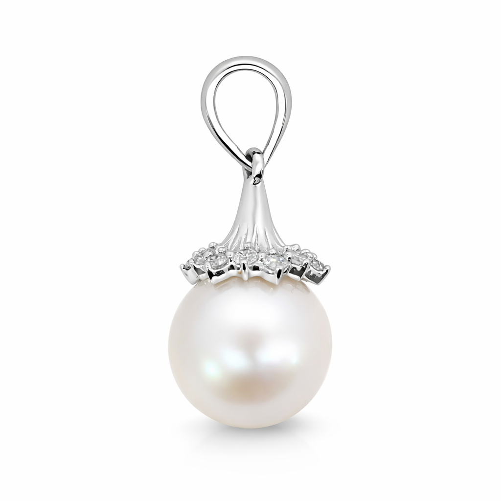 PLT Gold Pearl Diamond Pendant - Fine Jewelry | Bust Down & Co