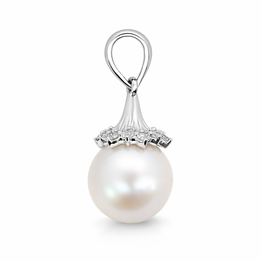 PLT Gold Pearl Diamond Pendant - Fine Jewelry | Bust Down & Co