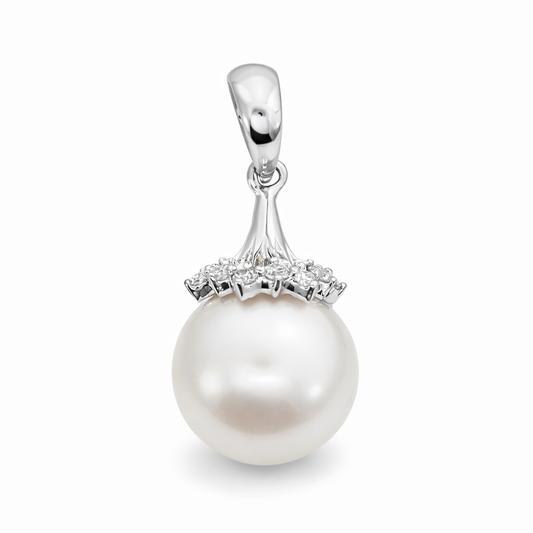 PLT Gold Pearl Diamond Pendant - Fine Jewelry | Bust Down & Co