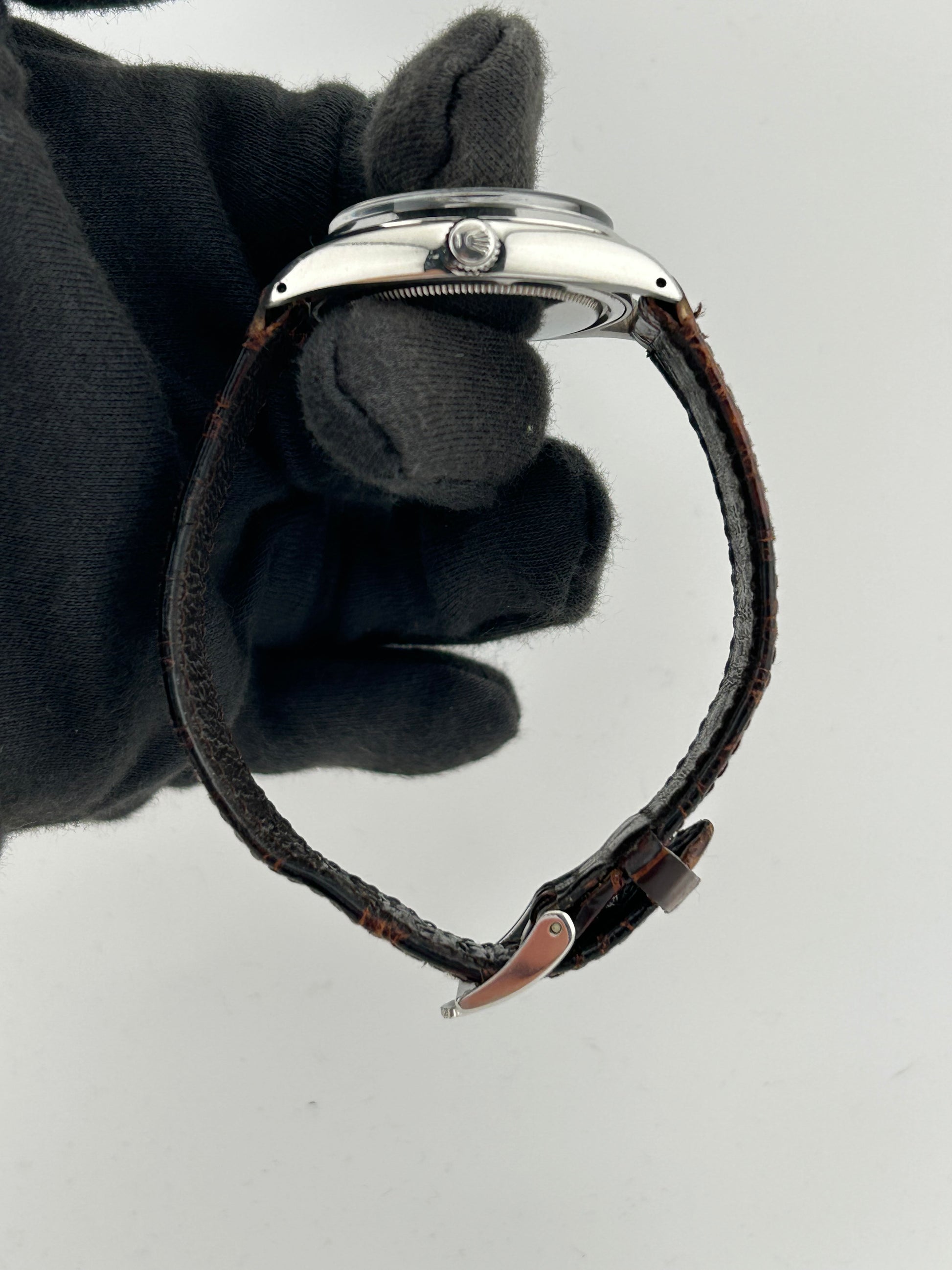 Rolex Oysterdate Precision Silver Stick Dial on Brown Leather Strap Ref. 6694 1978 — view 5