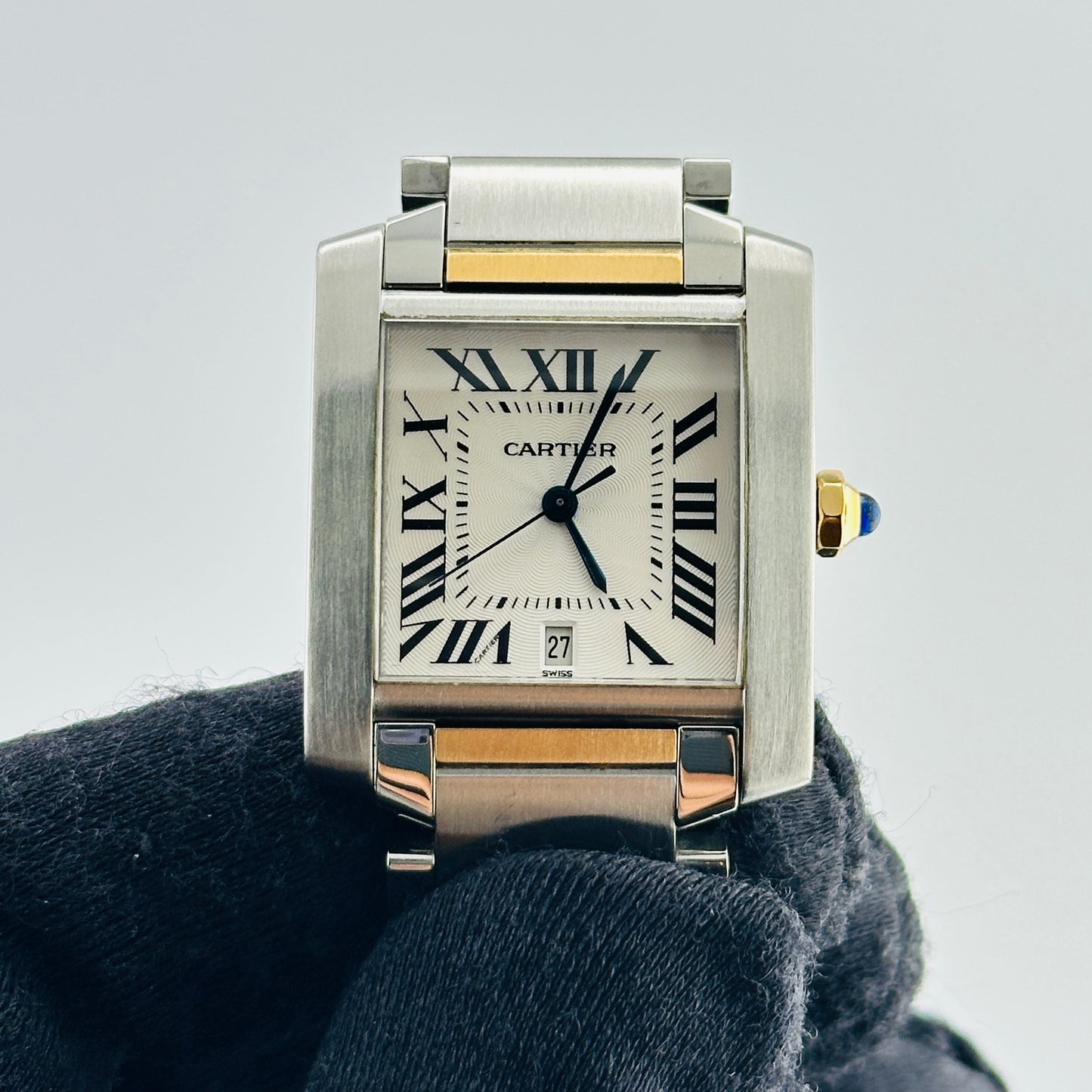 Cartier Tank Francaise Large Silver Roman Dial on 2 Tone Bracelet Ref. 2302 — view 3