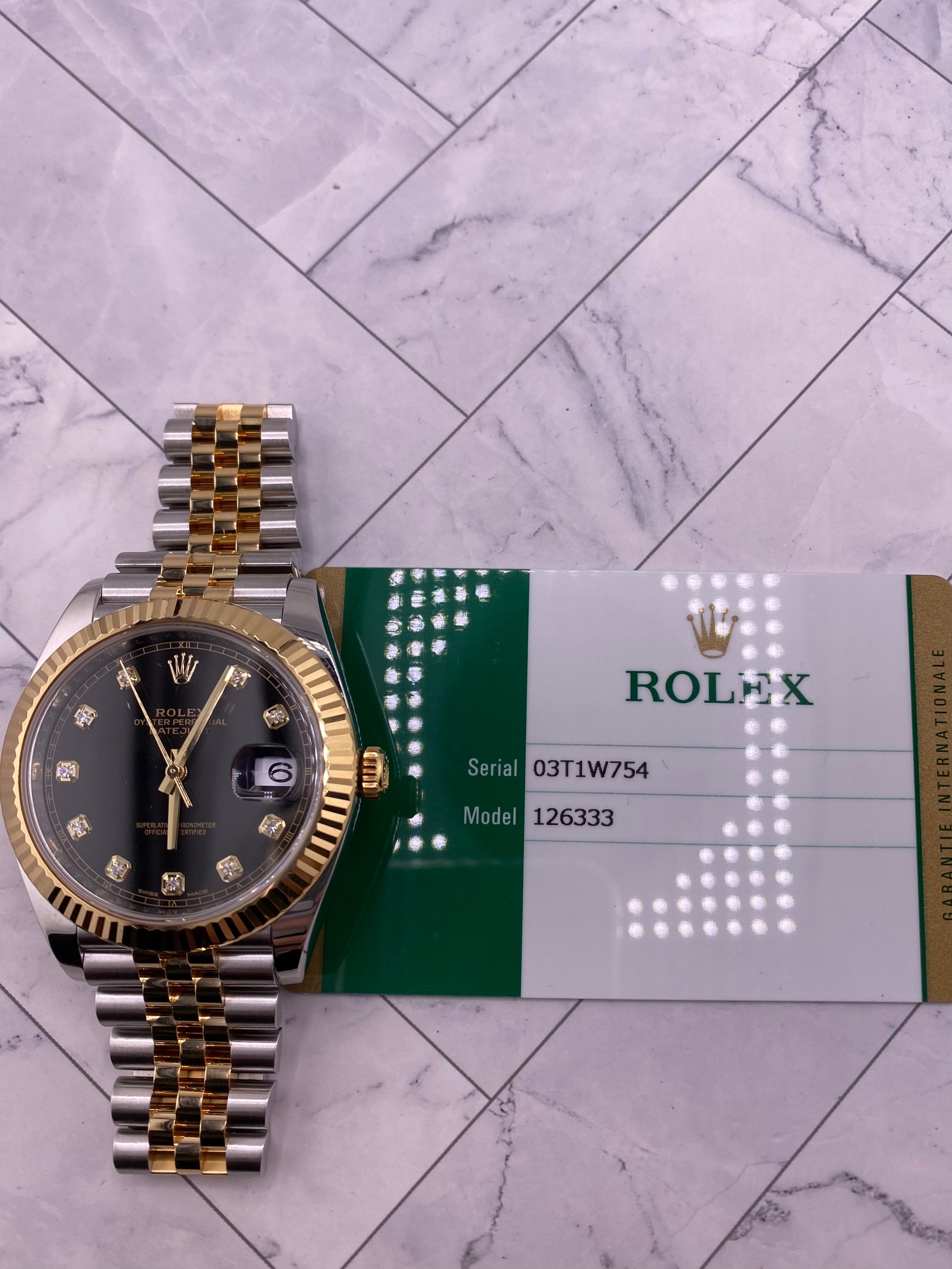 Rolex Datejust Black Diamond Factory Dial on D Link Jubilee Bracelet Ref. 126333 Card 2016 — view 7