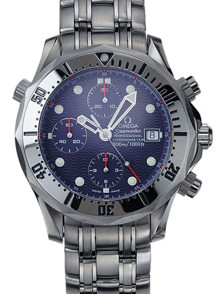 Omega Seamaster Blue Wave Motif Dial on Stainless Steel Bracelet Ref. 2598.80.00 Card 2001