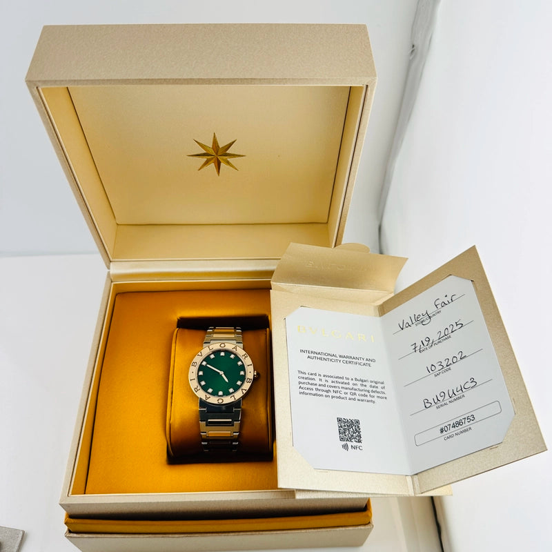 Bvlgari Bvlgari Green Diamond Dial on 2 Tone Bracelet Ref 103202 with Papers 2025