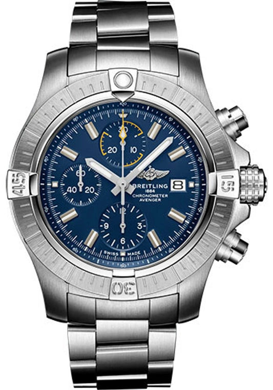 Breitling Avenger Chronograph Blue Dial on Bracelet Ref A13317101C1A1 with Card 2023