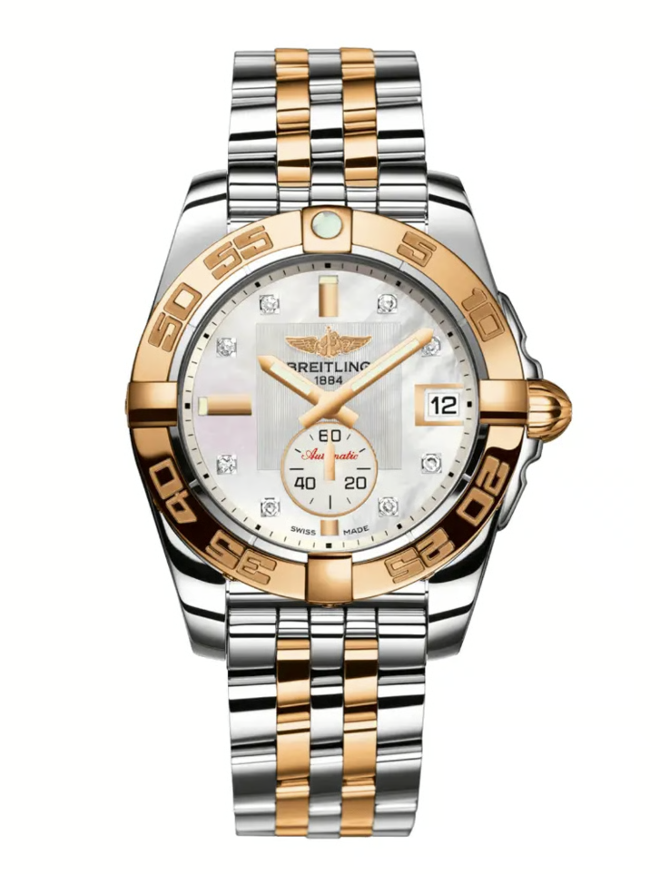 Breitling Galactic Factory White Mop Diamond Dial on 2 Tone Bracelet Ref. C37330121A2C1