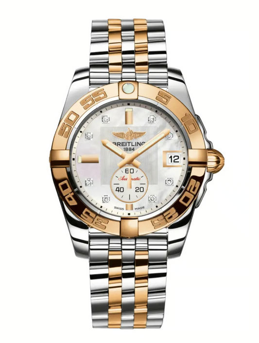 Breitling Galactic Factory White Mop Diamond Dial on 2 Tone Bracelet Ref. C37330121A2C1