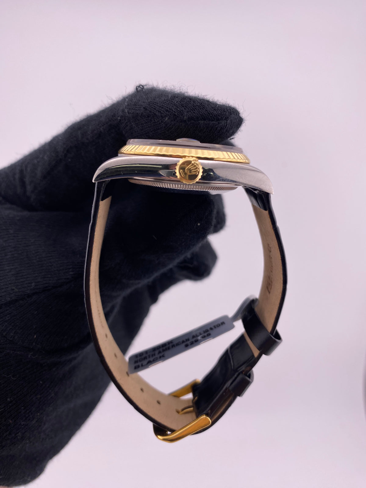 Rolex Datejust 36 Champagne Stick Dial on Generic Leather Band Ref. 16233 — view 6