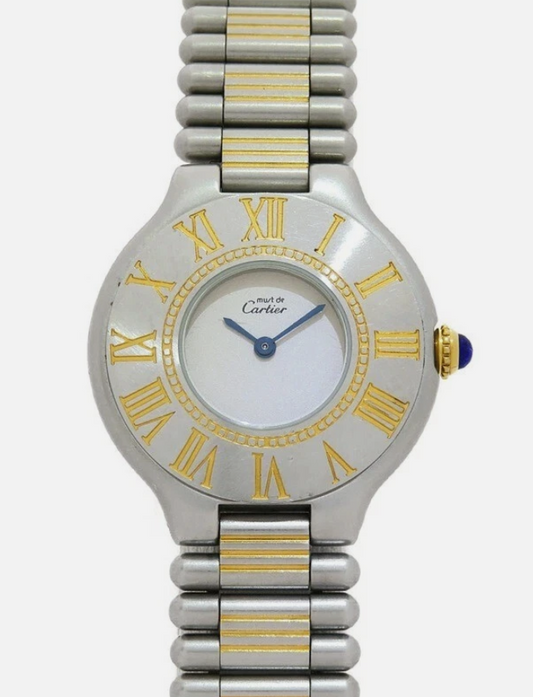 Cartier 21 Must de Cartier White Dial on 2 Tone Bracelet Ref. 1340