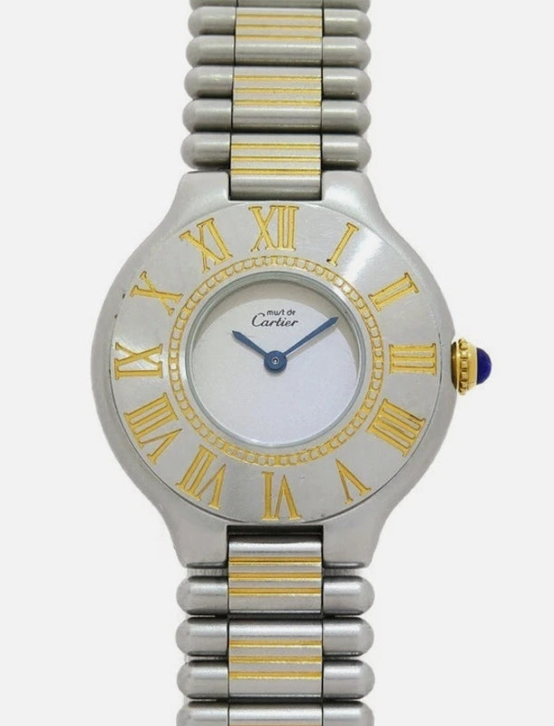 Cartier 21 Must de Cartier White Dial on 2 Tone Bracelet Ref 1340